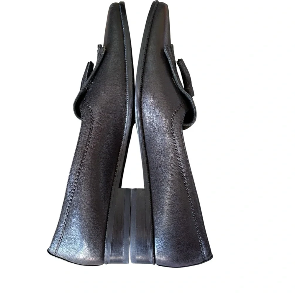 Stuart Weitzman Black Leather Avatass Pointed Toe Loafer Flats Size 7.5
